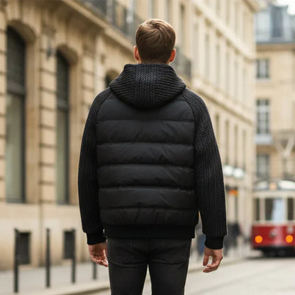 Cortavientos acolchado con capucha para hombre