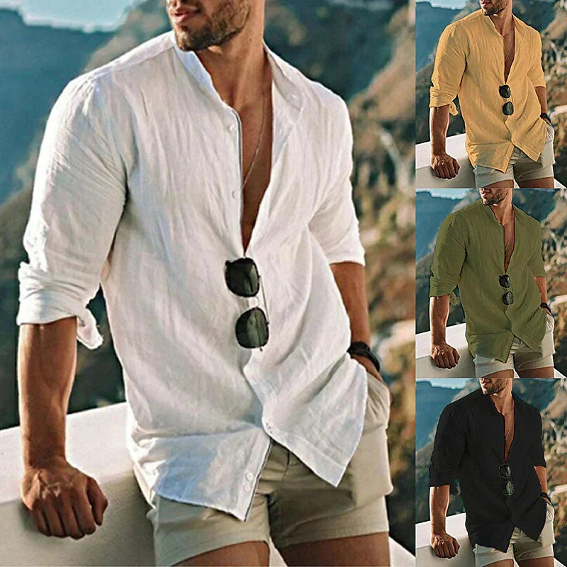 CAMISA DE LINO HOMBRE INFORMAL SILAMODA™