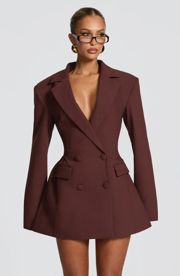 Vestido mini Elvira - Marrón ciruela
