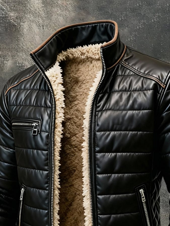 Chaqueta vintage cálida y suave confeccionada en cuero flexible.